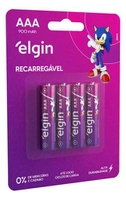 Pilha Recarregável Aaa Palito 900mah Elgin Blister C/4 Unid