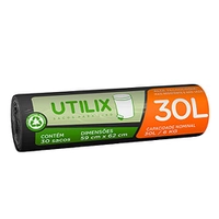 [REC/R$4,94] Utilix - Saco para lixo, 30 litros, Preto, Rolo com 30 sacos