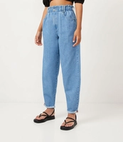 Calça Baggy em Jeans com Bolsos Azul