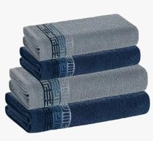 Jogo de Toalhas 4 Peças 100% Algodão Azul