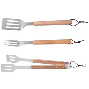 Kit Churrasco com Espátula, Pegador e Garfo – 3pçs