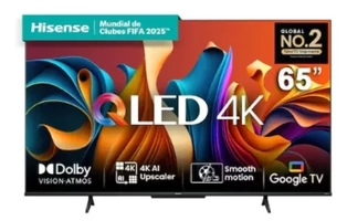 [app] Smart TV 65" Hisense Ultra HD 4K QLED, Google TV com HDR10+, Dolby Atmos, Modo Esporte, Modo Jogo e Compatível com Alexa - 65A51HUA