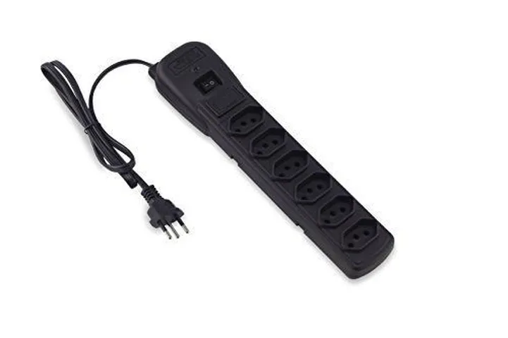 Filtro Linha 6 Tomadas Tripolares Preto Bivolt