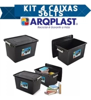 [R$37 cada] Kit 4 Caixas Organizadoras 56L com Tampa e Trava
