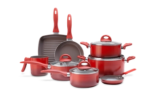 Jogo de Panelas 8 Peças - Ceramic Life Magnólia Edição Especial - Vermelho