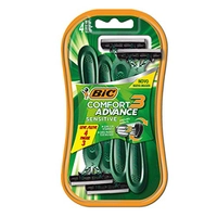 [R$11,13 +POR-] Aparelho De Barbear BIC Comfort 3 Advance Pele Sensível Verde C/ Fita Lubrificante 