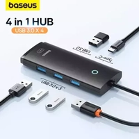 Adaptador Baseus hub 4 em 1 para Computador e Notebook - 4x USB 3.0 - USB A ou USB C