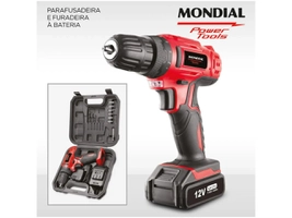 Furadeira e Parafusadeira Mondial a Bateria 12V com Maleta Power Tools FPF-06M