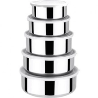 Jogo de Tigelas Em Aço Inox Com Tampa Plástica 5 Peças - Honey Home