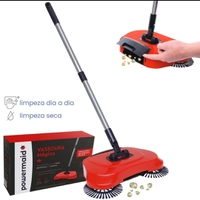 Vassoura Mágica Cerdas Giratórias Pano Microfibra Limpeza - Powermaid