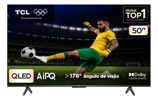Smart Tv Tcl 50 Polegadas Qled 4K P7K WiFi Bluetooth Google Tv HDR10+ Dolby Atmos Dolby Vision 50P7K