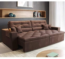 Sofá Bahia 2,05m Retrátil, Reclinável com Molas e Almofadas R$ 1216