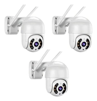 Kit 3 Cameras Ip Wifi Rotativa Externa Prova D Água Hd Icsee Cor Branca