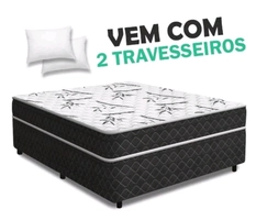 Cama Box Casal Conjugada Ortopédica  2 Travesseiros