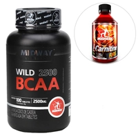 Kit Wild BCAA 2500 100 Tabs+ L-Carnitina Fire 240 Ml MidWay - R$20