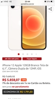 iPhone 12 Apple 128GB Branco Tela de 6,1” | R$5858