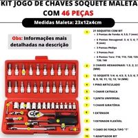[Moedas R$14,16] Kit de Chaves, Jogo de Catraca Reversível Soquetes 46 Peças 