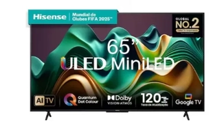 [APP] Smart TV 65" Hisense Ultra HD 4K Mini LED U6N com Google TV, Wi-Fi, Bluetooth, USB e HDMI - 65U66LUA