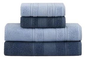 Jogo de Toalhas Bella 4 Peças Azul Claro/Marinho