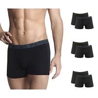 Cuecas boxer Kit Com 6 Cuecas Boxer De Cotton Casual Pretas, Polo Match, Masculino, Preto