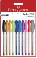 Caneta Trilux Colors, Faber-Castell, SM/032ESC10, Multicor, Pacote de 10