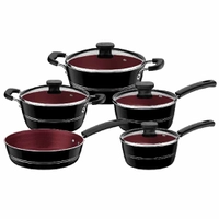 Jogo De Panelas Sicília 5 Peças Tramontina - Preto e Vermelho