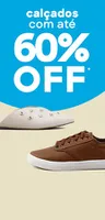 Até 60% OFF em calçados