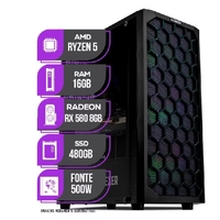  PC Gamer Mancer, AMD Ryzen 5 5600, RX 580 8GB, 16GB DDR4, SSD 480GB, Fonte 500W 80 Plus 