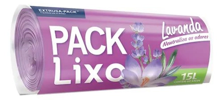 Saco para Lixo Lavanda 15l Pack Lixo 60 Unidades