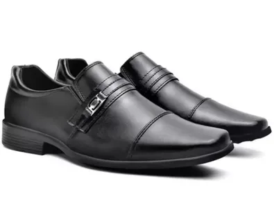 [R$18 MOEDAS] Sapato Social Masculino Detalhe Metal Bico Quadrado 