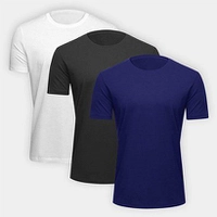 【Tam.: P M G e GG / R$18 cada】Kit Camiseta Hering Slim Masculina 3 Peças - Marinho