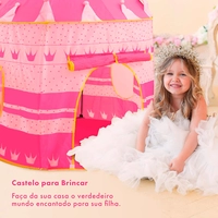 Barraca Infantil Rosa Toca Castelo Princesas Dobrável Portátil para Crianças