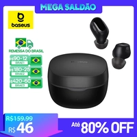 【DoBrasil】Fone de ouvido sem fio Baseus Bowie WM01 Bluetooth 5.3 com bateria de longa duração de 25 horas, pequeno e leve