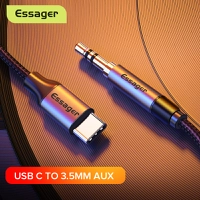 Cabo de áudio Essager USB C para 3.5mm Aux - Premium, Trançado, não enrola - 1 metro