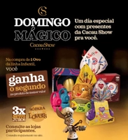 [Cacau Show] Leve 2 Ovos Infantis e Pague 1 – Promoção Domingo Mágico, Só para Lovers
