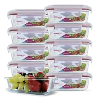 Conjunto 10 Potes Vidro Hermético Marmita Mantimentos 370ml Cor Vermelho U4home