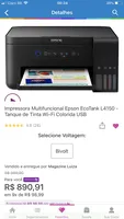 Impressora Multifuncional Epson EcoTank L3110 - Jato de Tinta Colorida USB | R$719
