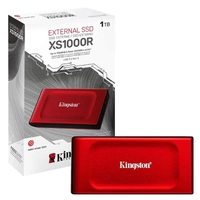 SSD Externo Kingston XS1000, 1TB, USB 3.2 Gen 2x2, Portátil, Leitura: 1050 MB/s, Gravação: 1000 MB/s, Vermelho - SXS1000R/1000G