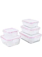 (APP) 02 Conjunto de Potes de Vidro Herméticos com 5 unidades (Total 10 potes) Tamanhos Diferentes - Casual Home - R$195