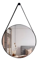 Espelho Decorativo Adnet 40cm P/ Parede + Alça De Couro + Suporte