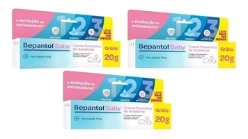 Kit 3 Pomadas Contra Assaduras Bepantol Baby 120g - Total 360g - R$28.33 a Unid
