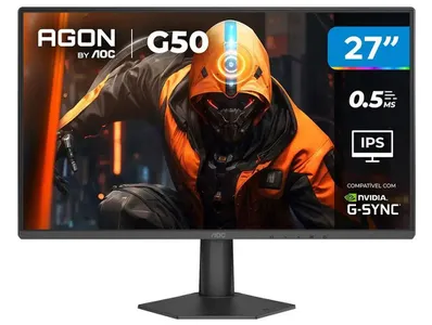Monitor Gamer AOC 27" Full HD 144Hz Agon G50 IPS 0,5ms 27G50F/57 HDMI DisplayPort G-Sync