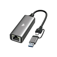 Adaptador USB 3.0 p/ LAN 2500Mbps USB-C e A Cinza
