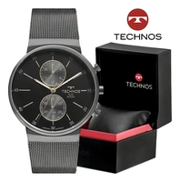 Relógio Technos Masculino Vd36ac/1f Dual Time Slim Grafite