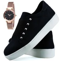 Tênis Neway Elástico Preto Relógio | R$90