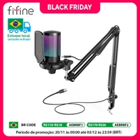 Microfone USB FIFINE A6T com braço e RGB