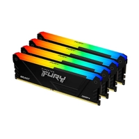 Memória RAM Kingston Fury Beast, RGB, 128GB (4x32GB), 3200MHz, DDR4, CL16, Preto - KF432C16BB2AK4/128