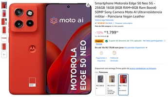 Motorola Edge 50 Neo 5G 256GB 16GB Câmera 50MP