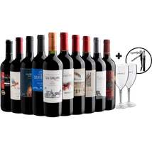 Kit 10 Vinhos + 2 Taças + 1 Saca-rolhas + Frete Grátis*