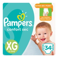 Fralda Pampers Confort Sec Mega Tamanho XG - 34 Unidades - R$ 39